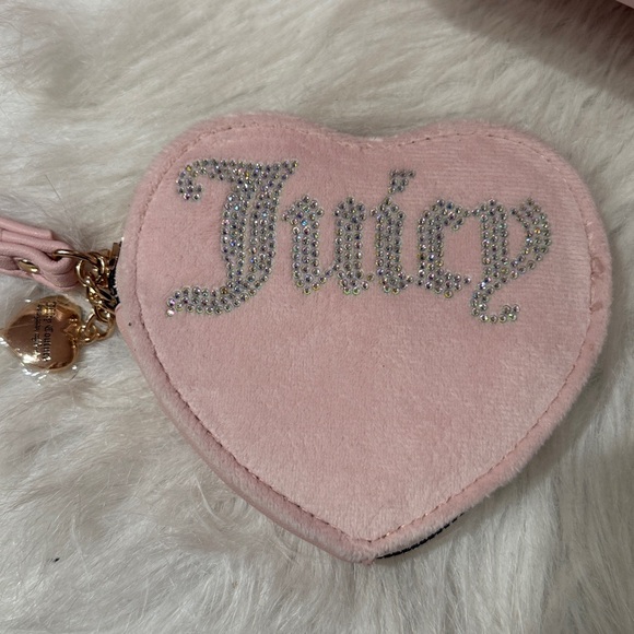 Juicy Couture Light Pink Rhinestone Logo Satchel with Matching Pouch & Scarf - Picture 3 of 9